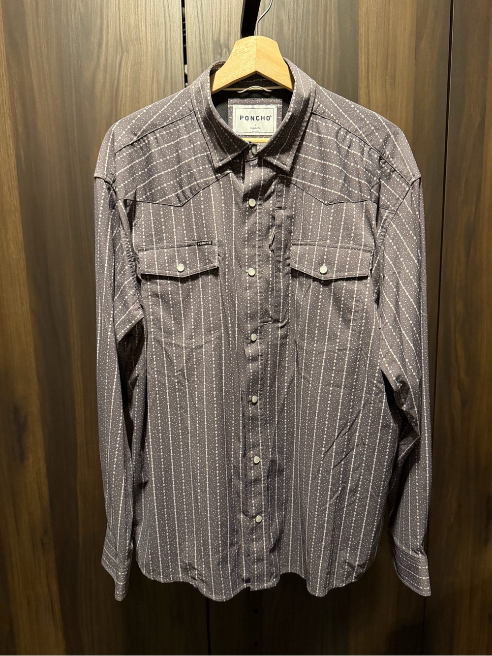 Poncho Outdoors The Camino Regular Fit Long Sleeve Western Shirt Grey Size Large